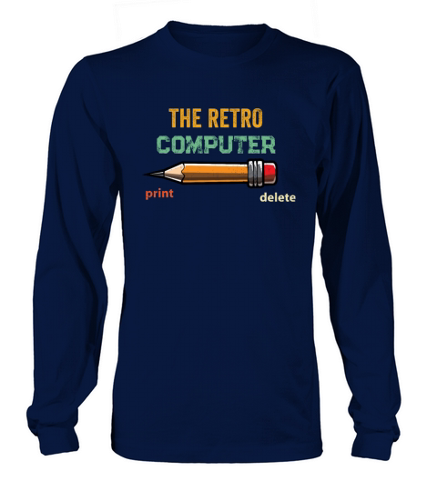 Retro Old-School Computer Pencil Funny Tech Teache Long sleeved Unisex