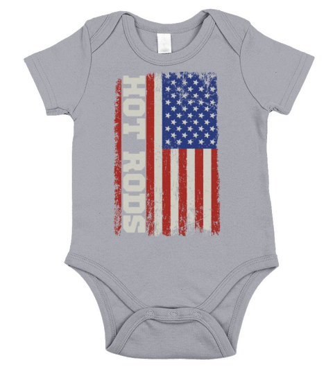 American Flag Hot Rod Classic Car Vintage Hotrod Short Sleeve Baby One-Piece