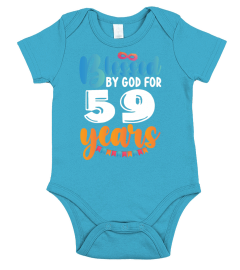 Birthday Blessed by God for 59 Years Short Sleeve Baby One-Piece