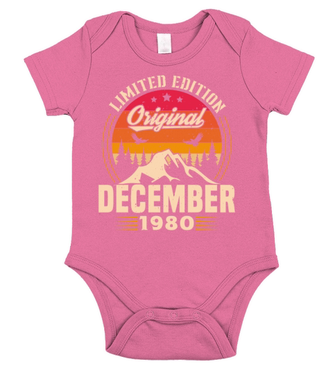 Birthday Gift December 1980 Vintage Retro Short Sleeve Baby One-Piece