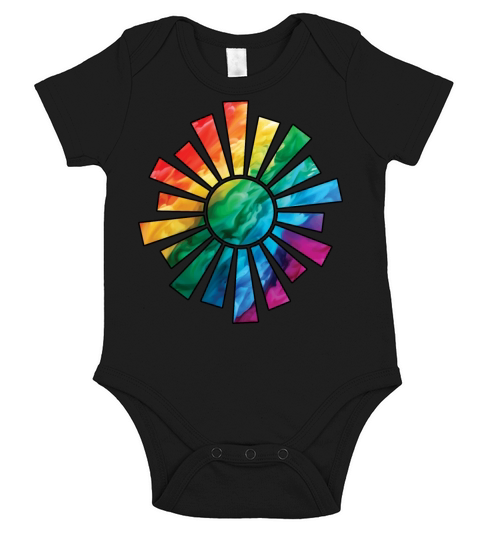 Colorful Rainbow Abstract Sun With Smoke And Fog Short Sleeve Baby One-Piece