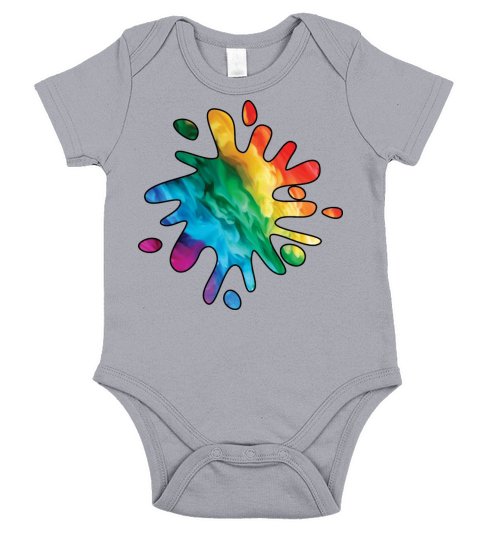 Colorful Rainbow Paint Splatter With Smoke And Fog Short Sleeve Baby One-Piece