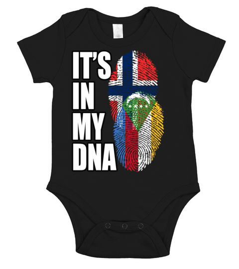 Comoran And Norwegian Mix Heritage DNA Flag Short Sleeve Baby One-Piece