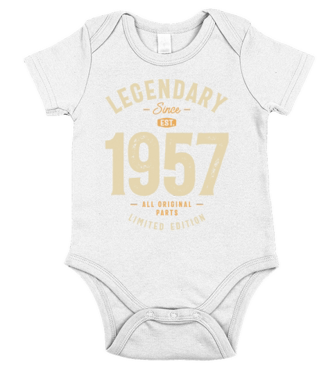 Legendary Since 1957 66th Birthday Short Sleeve Baby One-Piece