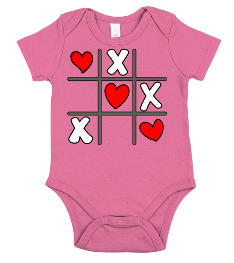 Tic Tac Toe Valentines Day Hearts Game Short Sleeve Baby One-Piece