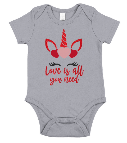 Valentines Day Valentine Unicorn Short Sleeve Baby One-Piece
