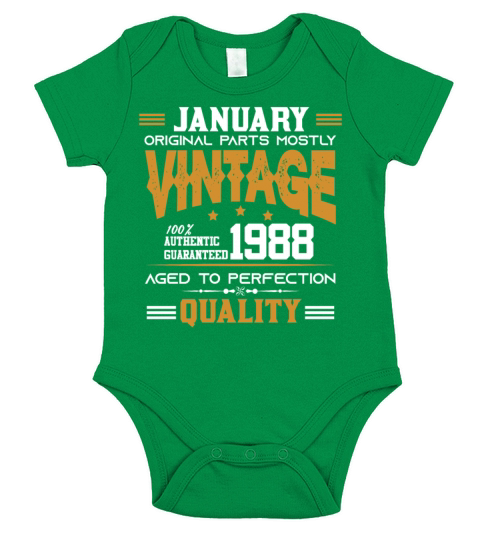 Vintage Aged To Perfection January 1988 Short Sleeve Baby One-Piece