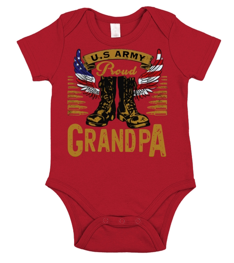 Vintage Proud Army Grandpa American Short Sleeve Baby One-Piece