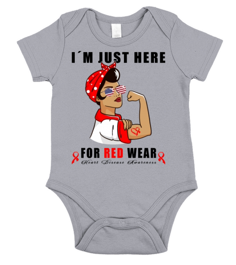 Wear Red Ribbon Heart Disease Awareness Short Sleeve Baby One-Piece