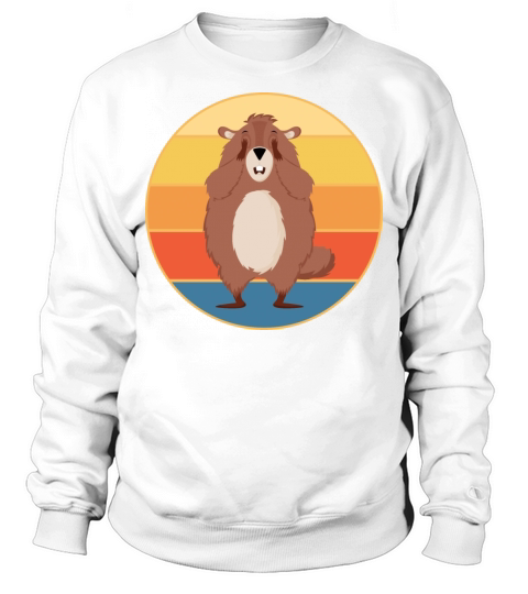 Cute Groundhog Retro Sunset Vintage Animal Lover Sweatshirt Unisex