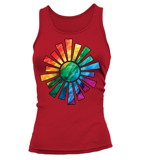 Colorful Rainbow Abstract Sun With Smoke And Fog Tank top Woman