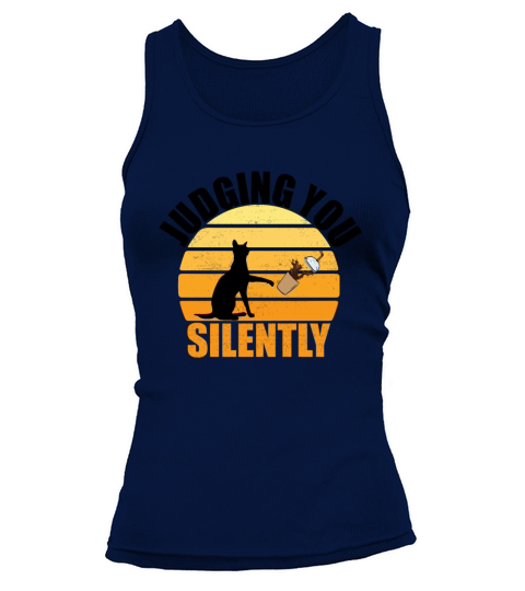 Judging You Silently black cat lovers gift Tank top Woman