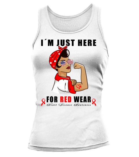 Wear Red Ribbon Heart Disease Awareness Tank top Woman