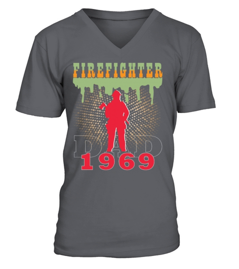 1969 vintage fireman birthday firefighter V-Neck T-shirt