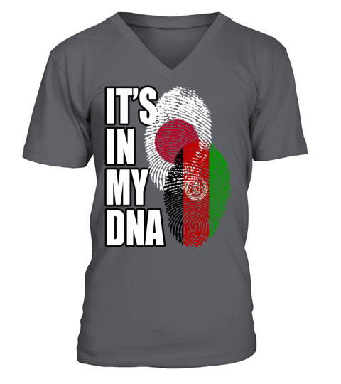 Afghan And Japanese Mix Heritage DNA Flag V-Neck T-shirt