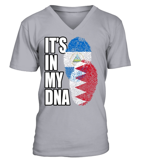 Bahraini And Nicaraguan Mix Heritage DNA Flag V-Neck T-shirt