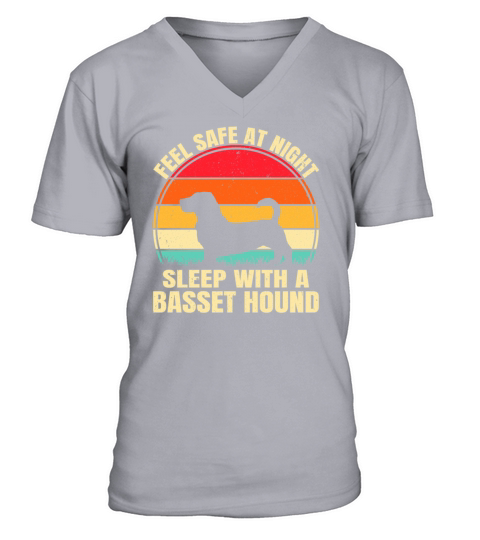 Basset Hound Dog Retro Vintage V-Neck T-shirt