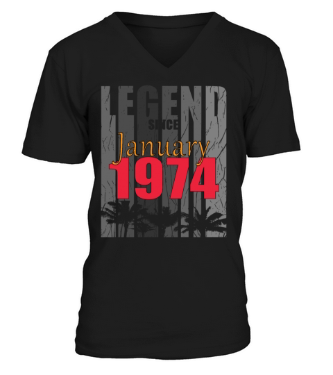 born 1974 January vintage gift V-Neck T-shirt