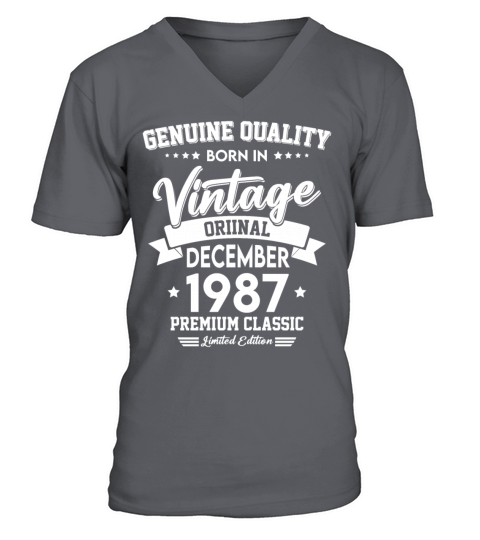 Born In December 1987 Original Vintage V-Neck T-shirt