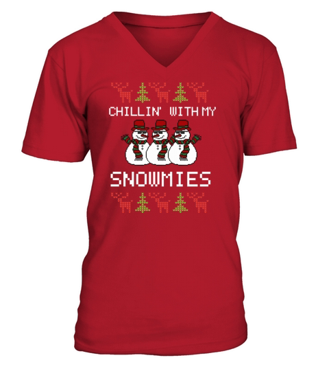 Christmas Showman chillin with my snowmies ugly Xm V-Neck T-shirt