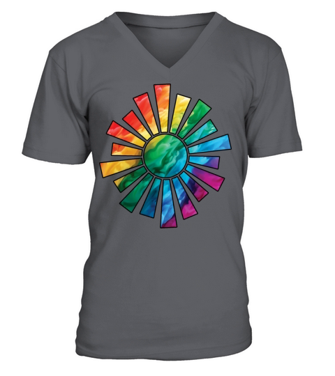 Colorful Rainbow Abstract Sun With Smoke And Fog V-Neck T-shirt