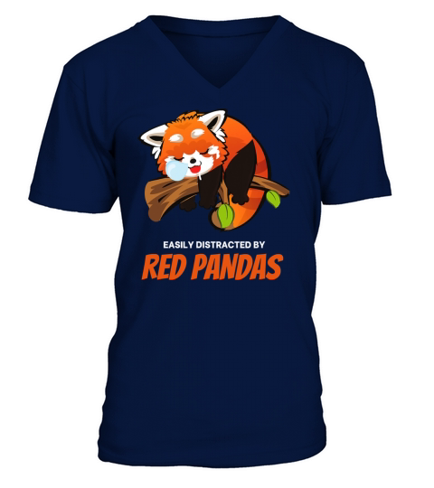 Easily Distracted Red Pandas Vintage V-Neck T-shirt