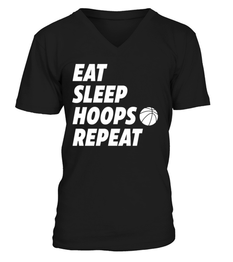 Eat Sleep Hoops Repeat Basketball V-Neck T-shirt