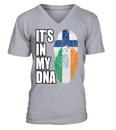 Finland And Irish Mix Heritage DNA Flag V-Neck T-shirt