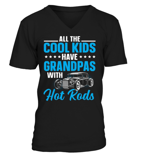 Grandpas Hot Rods Classic Car Vintage Hotrod V-Neck T-shirt