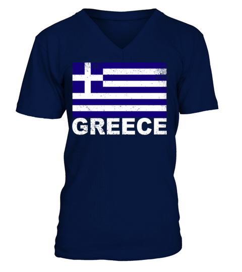 Greece Flag Vintage Greek Origin Nationality Grung V-Neck T-shirt