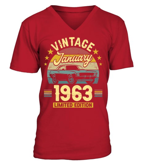 January 1963 60 Years Old Vintage 60th Birthday V-Neck T-shirt