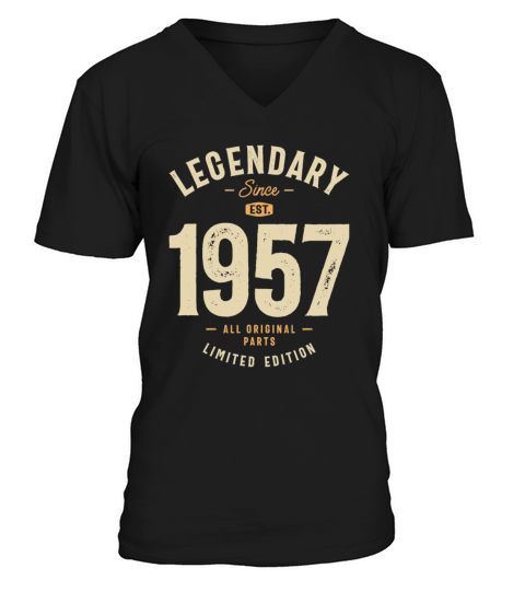 Legendary Since 1957 66th Birthday V-Neck T-shirt