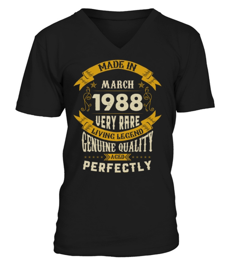 March 1988 Vintage Birthday Present V-Neck T-shirt