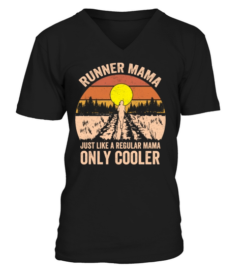 Runner Mama Funny Marathon Running V-Neck T-shirt