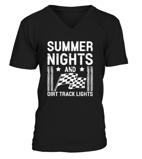 Summer Nights And Dirt Track Lights Track Racing V-Neck T-shirt