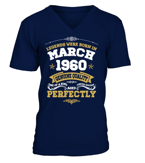 Vintage Aged To Perfection March 1960 V-Neck T-shirt