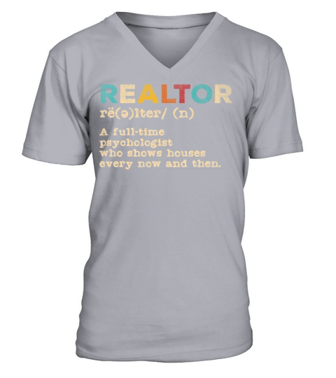 Vintage Quote Realtor Definition Real Estate Agent V-Neck T-shirt
