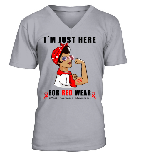 Wear Red Ribbon Heart Disease Awareness V-Neck T-shirt