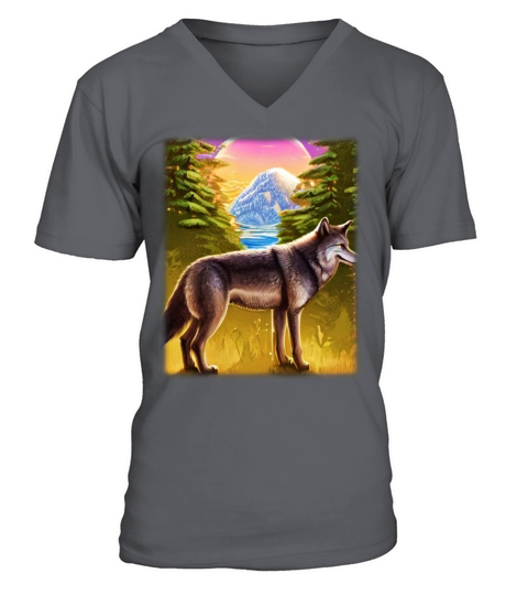 Wolf artwork design predator face imprint V-Neck T-shirt
