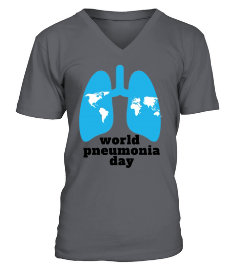 word pneumonia day logo V-Neck T-shirt