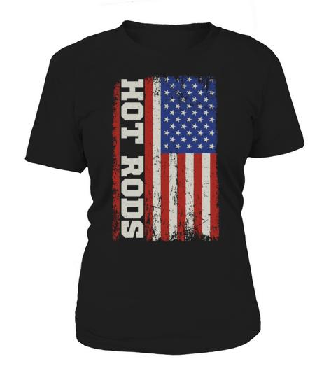 American Flag Hot Rod Classic Car Vintage Hotrod Women's T-Shirt