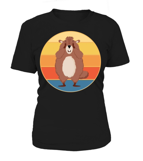 Cute Groundhog Retro Sunset Vintage Animal Lover Women's T-Shirt