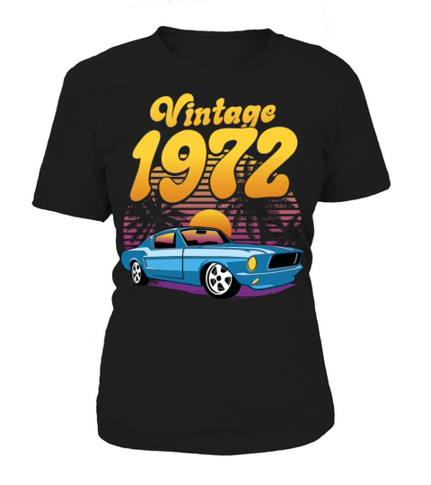 Retro Sunset With Car Vintage 50th Birthday Women's T-Shirt