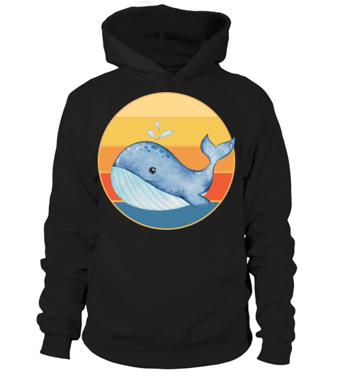 Cute Kawaii Whale Retro Sunset Vintage Ocean Hoodie Unisex