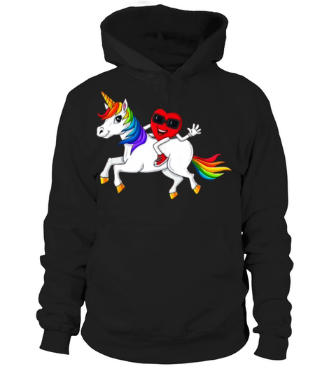 heart riding unicorn valentines day girls kids Hoodie Unisex