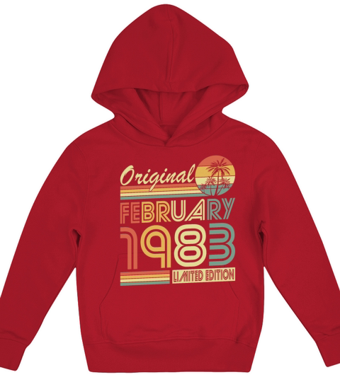 40th birthday vintage february 1983 original 1983 Kids Hoodie