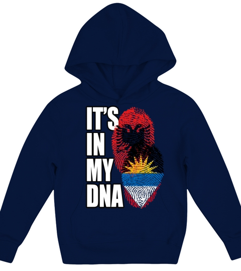 Albanian And Antiguan Mix Heritage DNA Flag Kids Hoodie