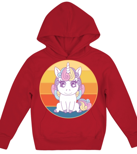 Cute Kawaii Unicorn Retro Sunset Vintage Kids Hoodie