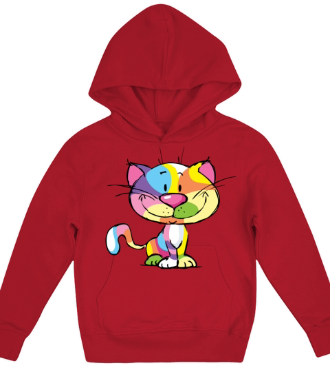 Cute Kitty Cartoon Colorful Pop Art Design Kids Hoodie