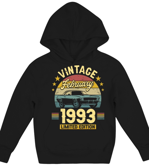 February 1993 30 Years Old Vintage 30th Birthday Kids Hoodie